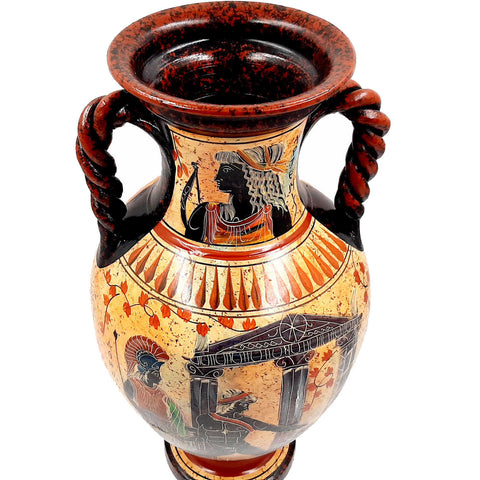 Greek Vase,Amphora 36cm,Multicolored,shows Theseus and the Minotaur - ifigeneiaceramics