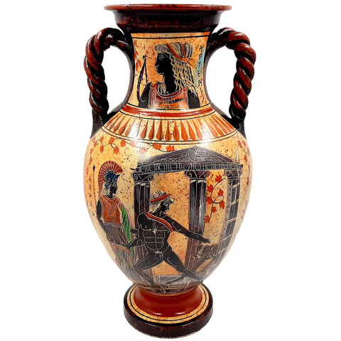 Greek Vase,Amphora 36cm,Multicolored,shows Theseus and the Minotaur - ifigeneiaceramics