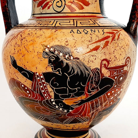 Greek Vase,Amphora with lid 19,5cm,God Poseidon with Goddess Hera - ifigeneiaceramics