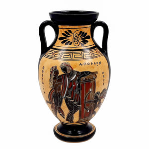 Greek amphora 22cm Black  figure  ,shows God  Apollo with Goddess Aphrodite and Goddess Athena - ifigeneiaceramics