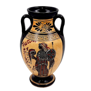 Greek amphora 22cm Black  figure  ,shows God  Apollo with Goddess Aphrodite and Goddess Athena - ifigeneiaceramics