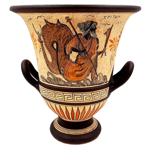 Krater 26cm,Ancient Greek Pottery,Showing Classroom Situatuions and Triton - ifigeneiaceramics