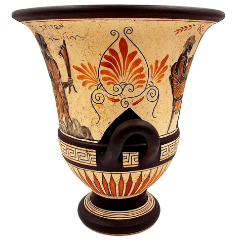 Krater 26cm,Ancient Greek Pottery,Showing Classroom Situatuions and Triton - ifigeneiaceramics