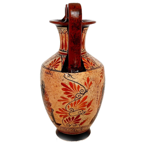 Multicoloured Greek Pottery Amphora Vase 30cm,Oedipus and  Sphinx - ifigeneiaceramics