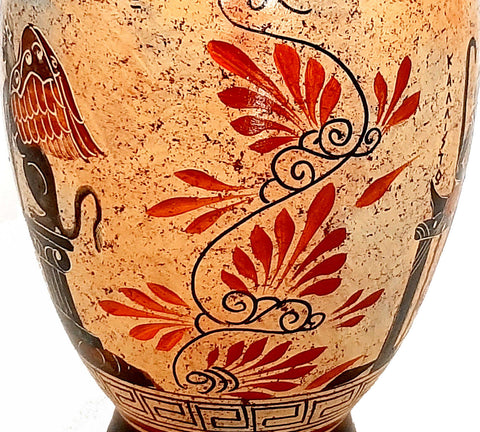 Multicoloured Greek Pottery Amphora Vase 30cm,Oedipus and  Sphinx - ifigeneiaceramics