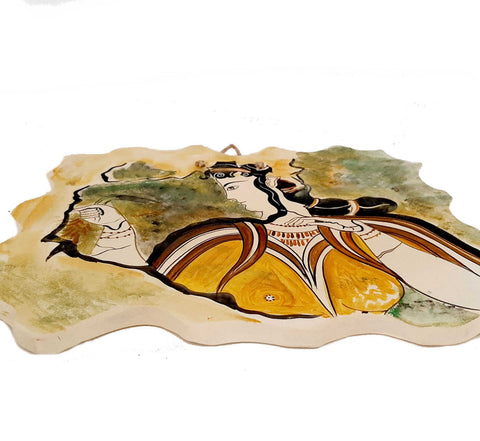 Mycenaean woman,Ceramic slab copy, fresco  from the Room of the Frescoes, Citadel House, Mycenae - ifigeneiaceramics