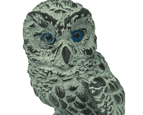 Owl on woods Statue with Green Patina ,Plaster Sculpture Cast 16,5cm