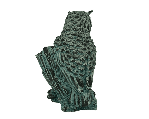 Owl with her child Statue,Green Patina ,Plaster Sculpture Cast 17cm