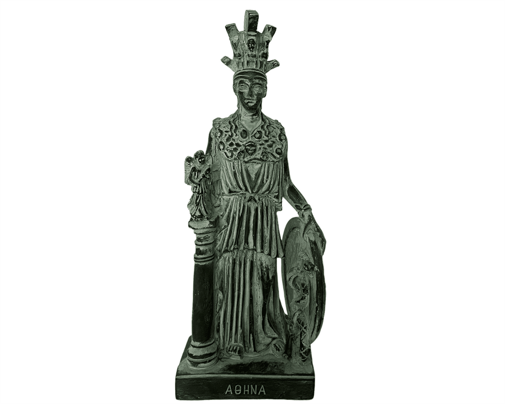 Pallas Athena Statue,Greek Goddess, Green Plaster Cast Sculpture 26,5cm