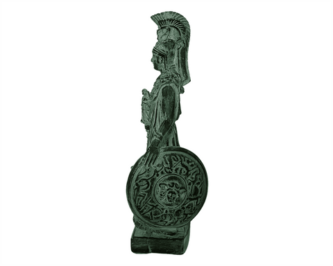 Pallas Athena Statue,Greek Goddess, Green Plaster Cast Sculpture 26,5cm