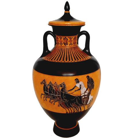 Panathenaic Black figure Amphora 39cm,shows Goddess Athena - ifigeneiaceramics