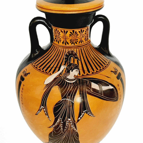 Panathenaic Black figure Amphora 39cm,shows Goddess Athena - ifigeneiaceramics