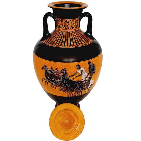 Panathenaic Black figure Amphora 39cm,shows Goddess Athena - ifigeneiaceramics