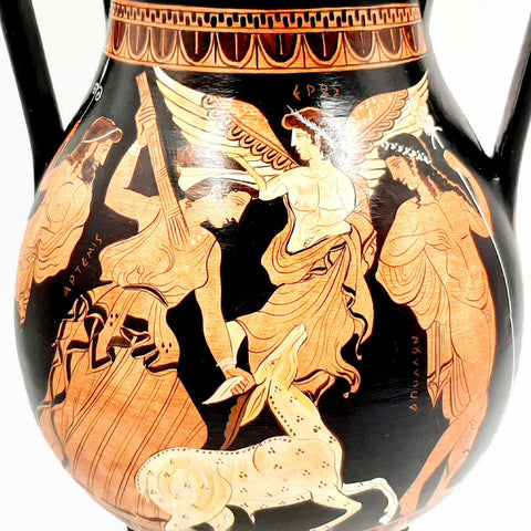 Pelike 31cm,Red figure,Goddess Artemis Hunting,God Apollo ,Nike,God Poseidon,Museum Replicas - ifigeneiaceramics