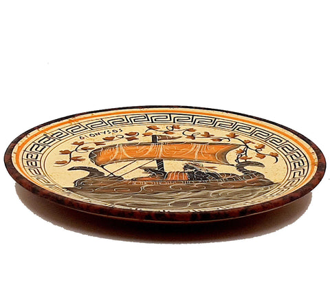 Plate 20cm,Ancient Greek pottery,Shows God Dionysus on Ship - ifigeneiaceramics