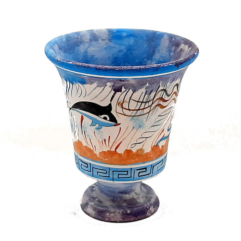 Pythagorean cup,Greedy Cup 11cm ,Minoan Art painting - ifigeneiaceramics