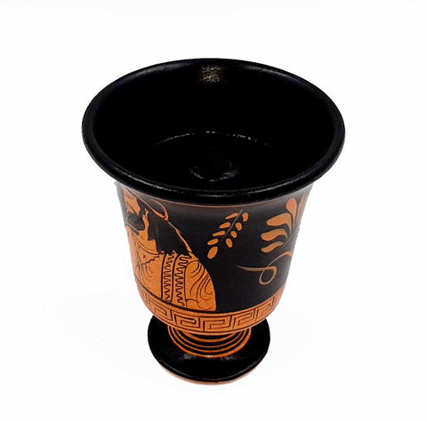 Pythagorean cup,Greedy Cup 11cm,Red Figure painting,Shows Pythagoras - ifigeneiaceramics