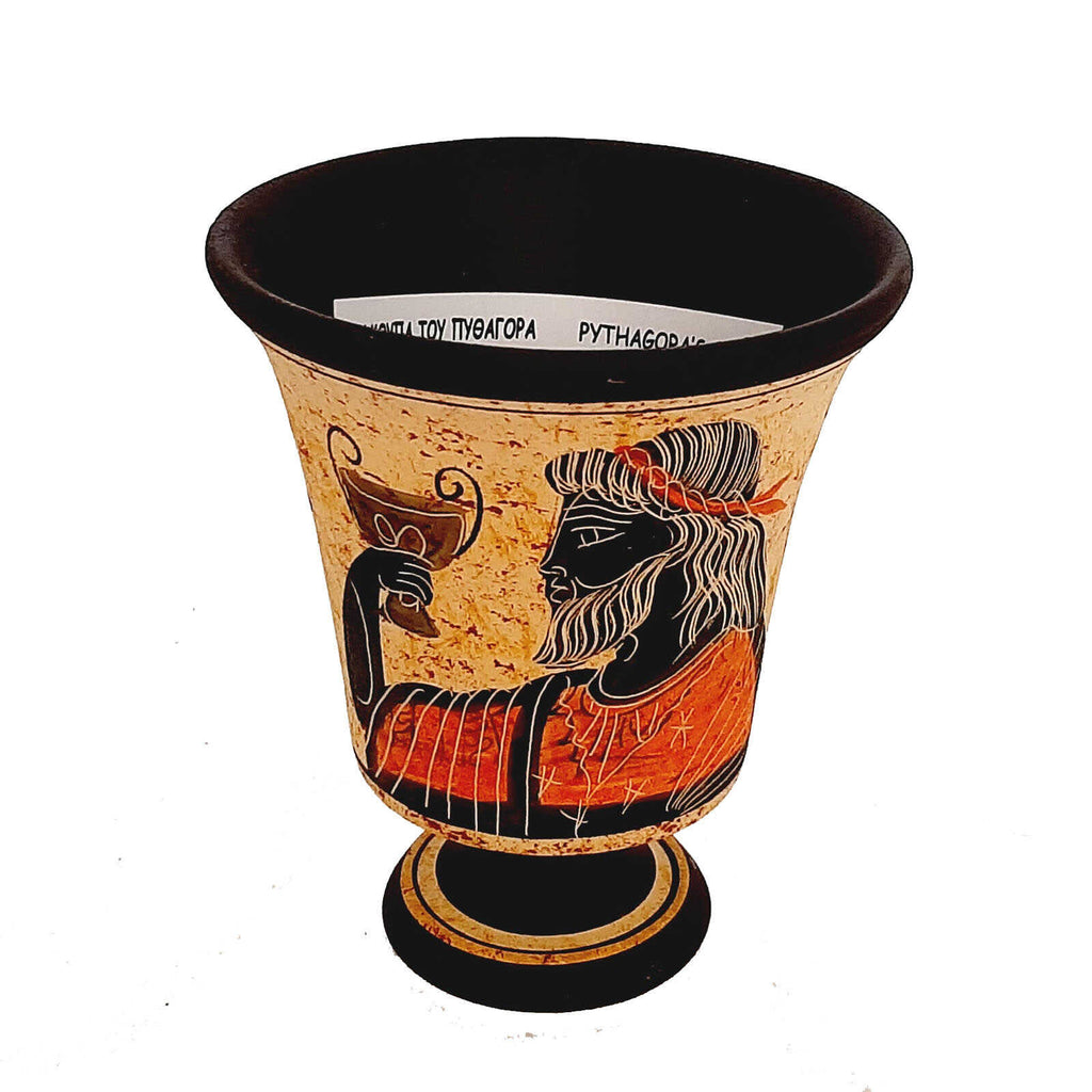 Pythagorean cup,Greedy Cup 11cm ,Shows God Dionysus - ifigeneiaceramics