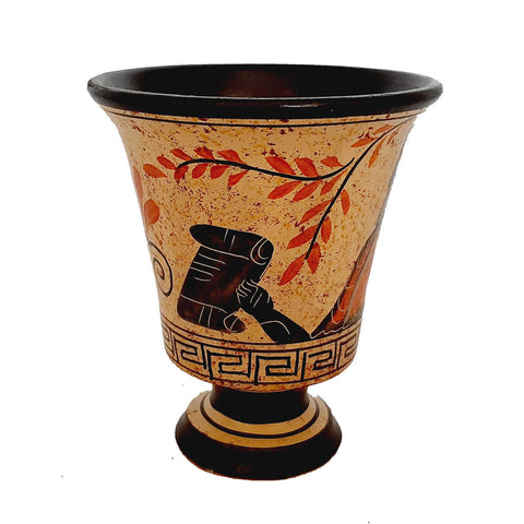 Pythagorean cup,Greedy Cup 11cm ,Yellow background,Shows Pythagoras - ifigeneiaceramics