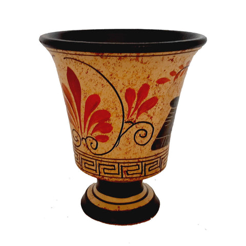 Pythagorean cup,Greedy Cup 11cm ,Yellow background,Shows Pythagoras - ifigeneiaceramics