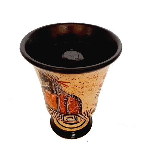 Pythagorean cup,Greedy Cup 11cm ,Yellow background,Shows Pythagoras - ifigeneiaceramics