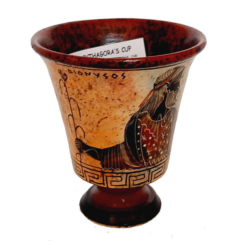 Pythagorean cup,Greedy cup 11cm,Multicolored,Showing God Dionysus - ifigeneiaceramics