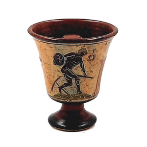 Pythagorean cup,Greedy cup 11cm,Multicolored,Shows Discus throw - ifigeneiaceramics