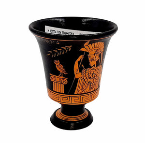 Pythagorean cup,Red Figure painting,Shows Goddess Athena - ifigeneiaceramics
