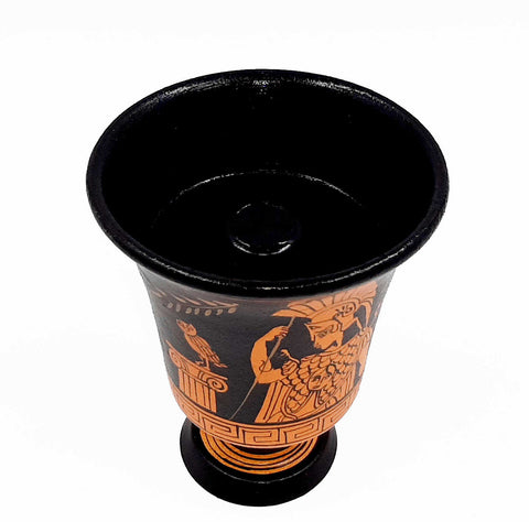 Pythagorean cup,Red Figure painting,Shows Goddess Athena - ifigeneiaceramics