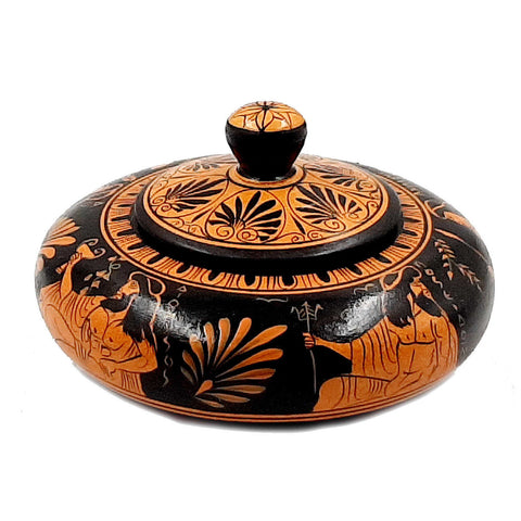 Pyxis 14cm,Greek Ceramic Red Figure Pottery,Olympian Gods - ifigeneiaceramics