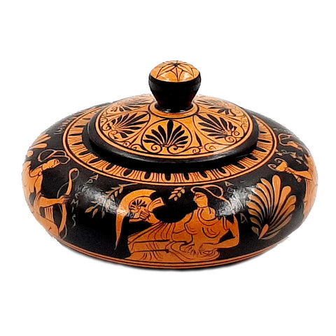 Pyxis 14cm,Greek Ceramic Red Figure Pottery,Olympian Gods - ifigeneiaceramics