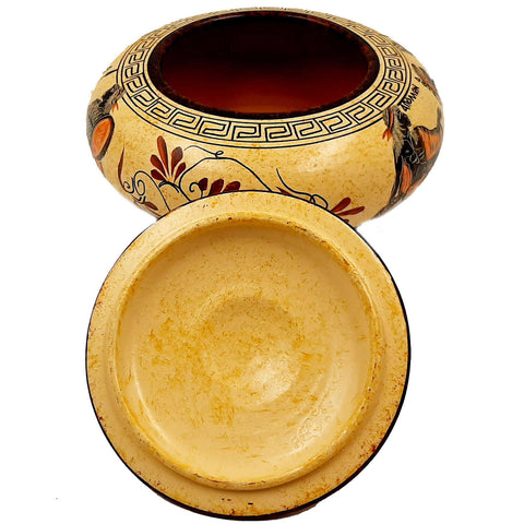 Pyxis 19cm ,Ancient Greek Art,shows God Apollo,Goddess  Artemis.Goddess Athena, Achilles - ifigeneiaceramics