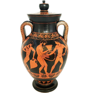 Red Figure Pottery,Museum Replica Amphora, Warrior leaving home - ifigeneiaceramics