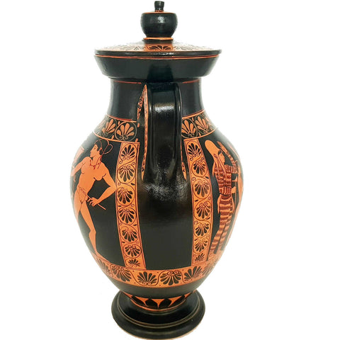 Red Figure Pottery,Museum Replica Amphora, Warrior leaving home - ifigeneiaceramics