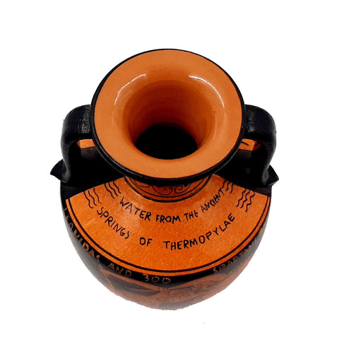 Red Figure Pottery Amphora 17cm Glazed,Leonidas in the battle - ifigeneiaceramics
