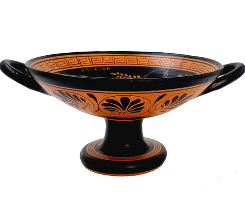 Red Figure Pottery Kylix 16cm,God Apollo with Erato - ifigeneiaceramics