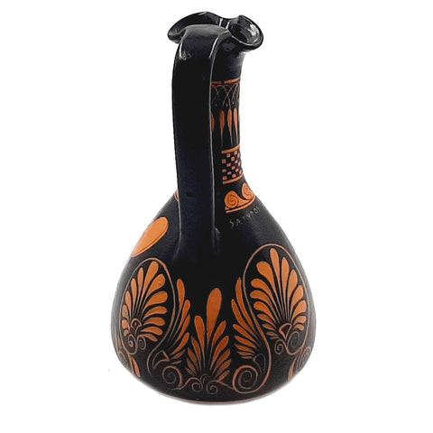 Red Figure Pottery Lagynos Jar 26,5cm,God Dionysus and Satyr - ifigeneiaceramics