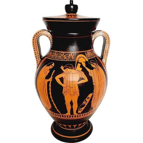 Red Figure Pottery Vase Replicas 45cm,Arming of Hector,Priam and Hecuba - ifigeneiaceramics