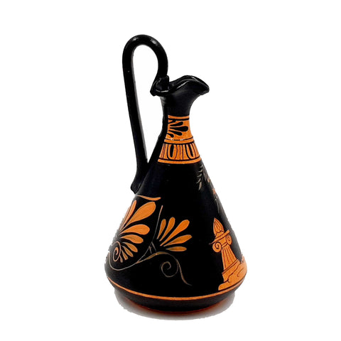 Red Figure Vase 13cm,Lagynos,shows God Zeus - ifigeneiaceramics