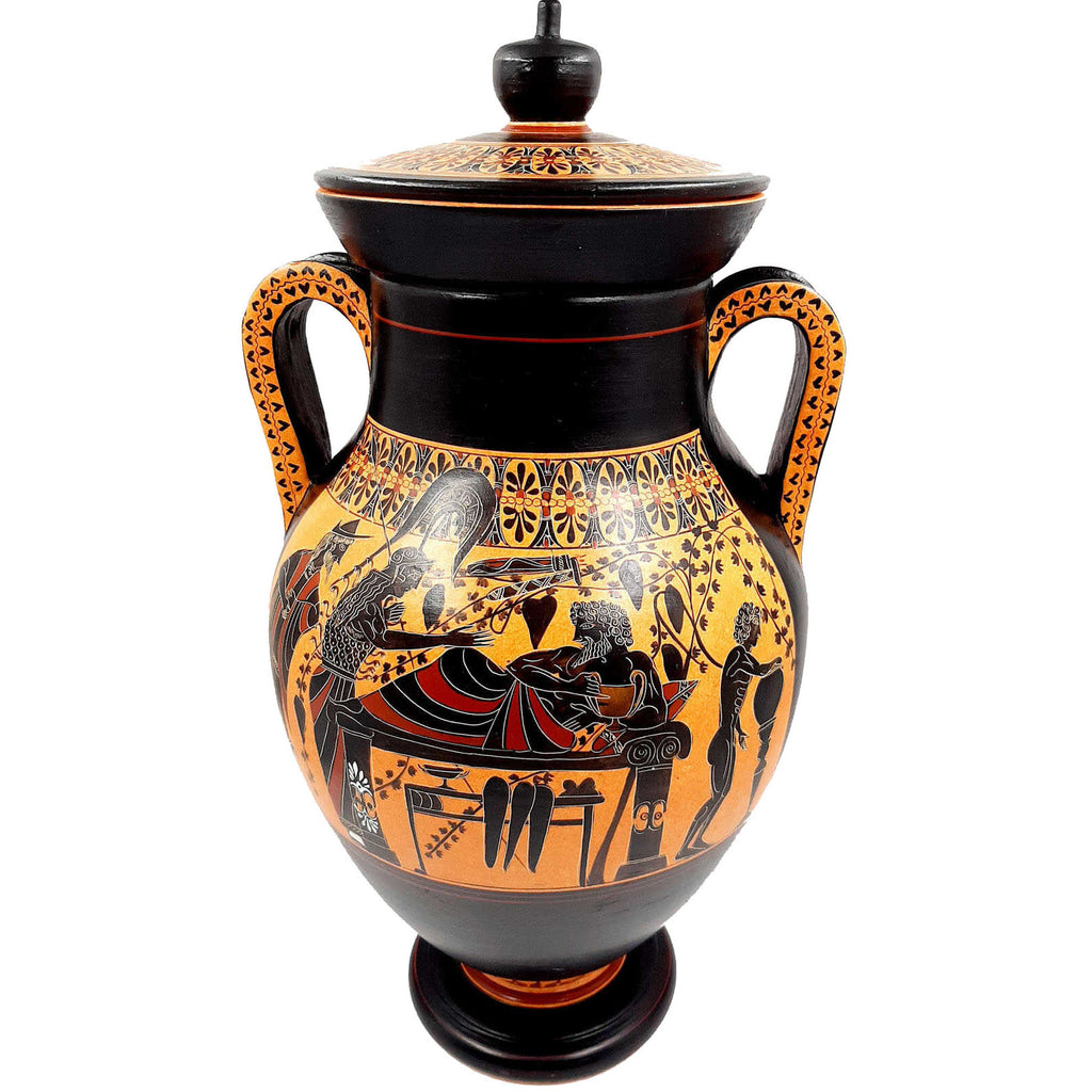 Red and Black figure Amphora 46cm,Hercules and Goddess Athena,Museum Replicas - ifigeneiaceramics