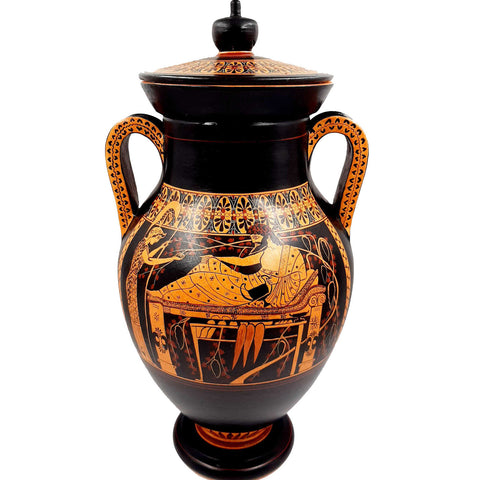 Red and Black figure Amphora 46cm,Hercules and Goddess Athena,Museum Replicas - ifigeneiaceramics