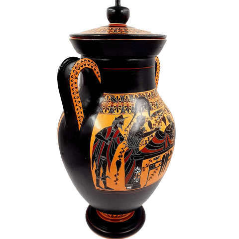 Red and Black figure Amphora 46cm,Hercules and Goddess Athena,Museum Replicas - ifigeneiaceramics