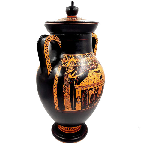 Red and Black figure Amphora 46cm,Hercules and Goddess Athena,Museum Replicas - ifigeneiaceramics