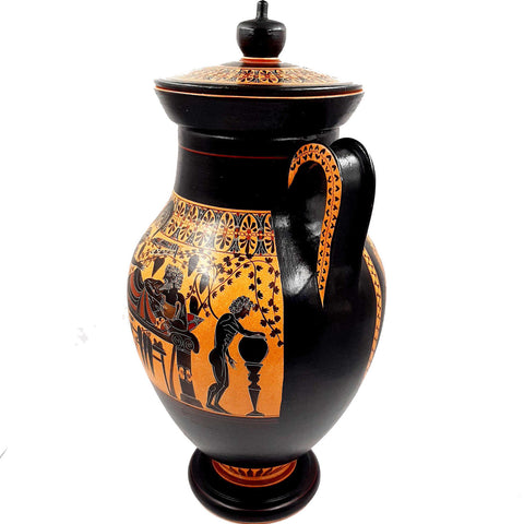 Red and Black figure Amphora 46cm,Hercules and Goddess Athena,Museum Replicas - ifigeneiaceramics