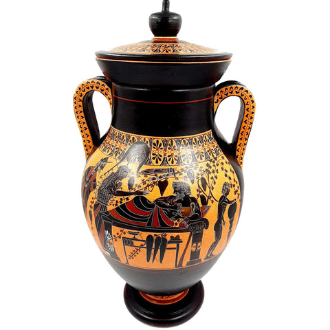 Red and Black figure Amphora 46cm,Hercules and Goddess Athena,Museum Replicas - ifigeneiaceramics