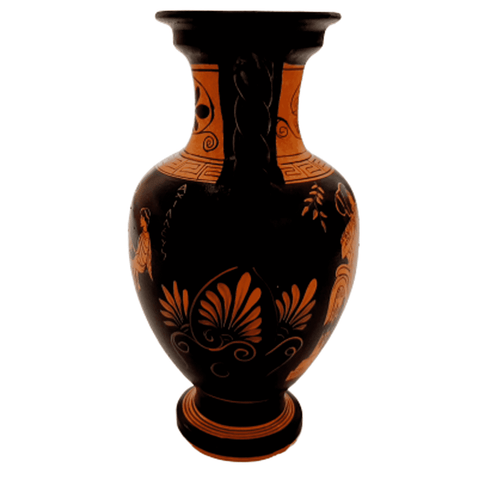 Red figure Amphora 22cm , shows Chiron and Achilles. - ifigeneiaceramics