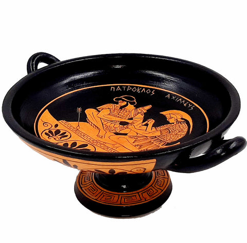 Red figure Kylix ,Shows Achilles with Patroclus,16cm diameter - ifigeneiaceramics