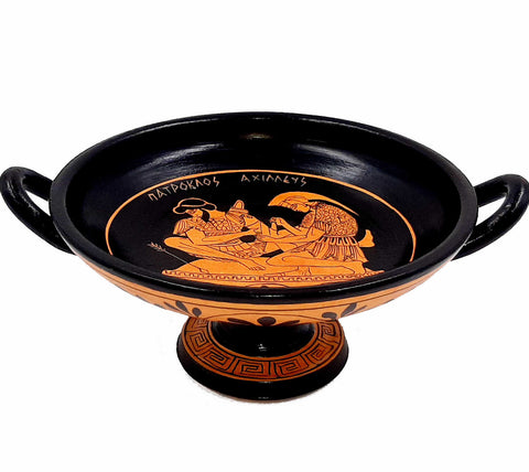Red figure Kylix ,Shows Achilles with Patroclus,16cm diameter - ifigeneiaceramics