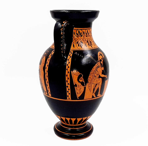 Red figure Pottery 22cm ,Amphora showing Ajax and Achilles - ifigeneiaceramics
