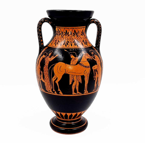Red figure Pottery 22cm ,Amphora showing Ajax and Achilles - ifigeneiaceramics